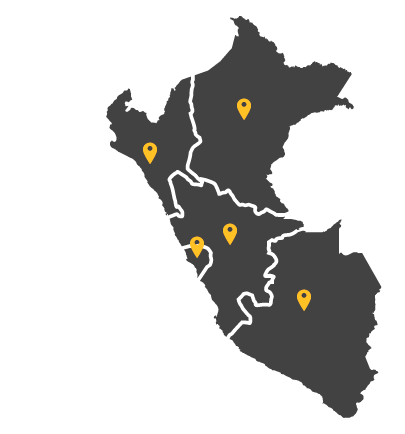 Mapa de la Red de Cáritas del Perú
